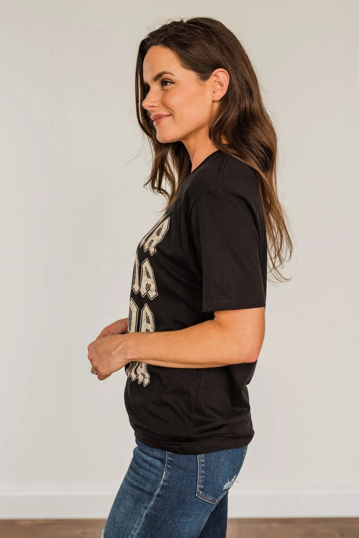 Striking Mama Lightning Bolt Graphic Tee- Black