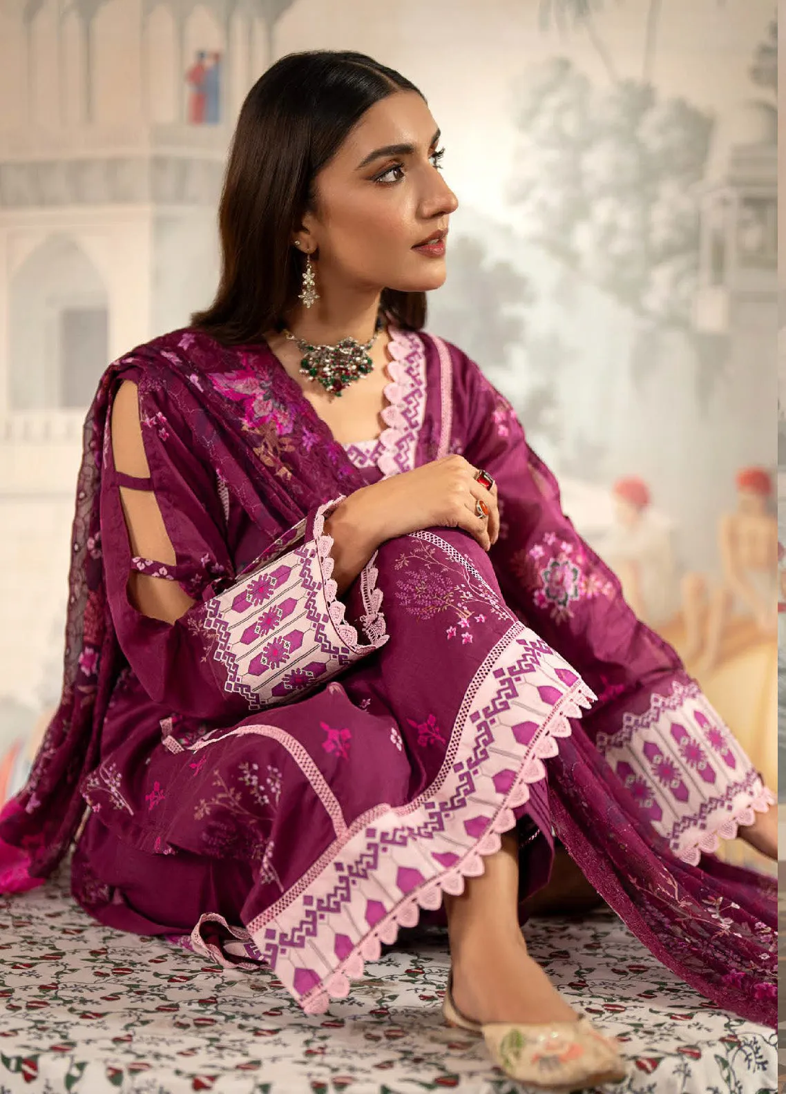 Sunshine Bloom By Al Zohaib Embroidered Lawn Unstitched 3 Piece Suit - AZ24SBCE 12