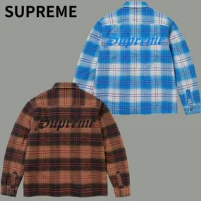 Supreme  |Other Plaid Patterns Unisex Street Style Long Sleeves Plain