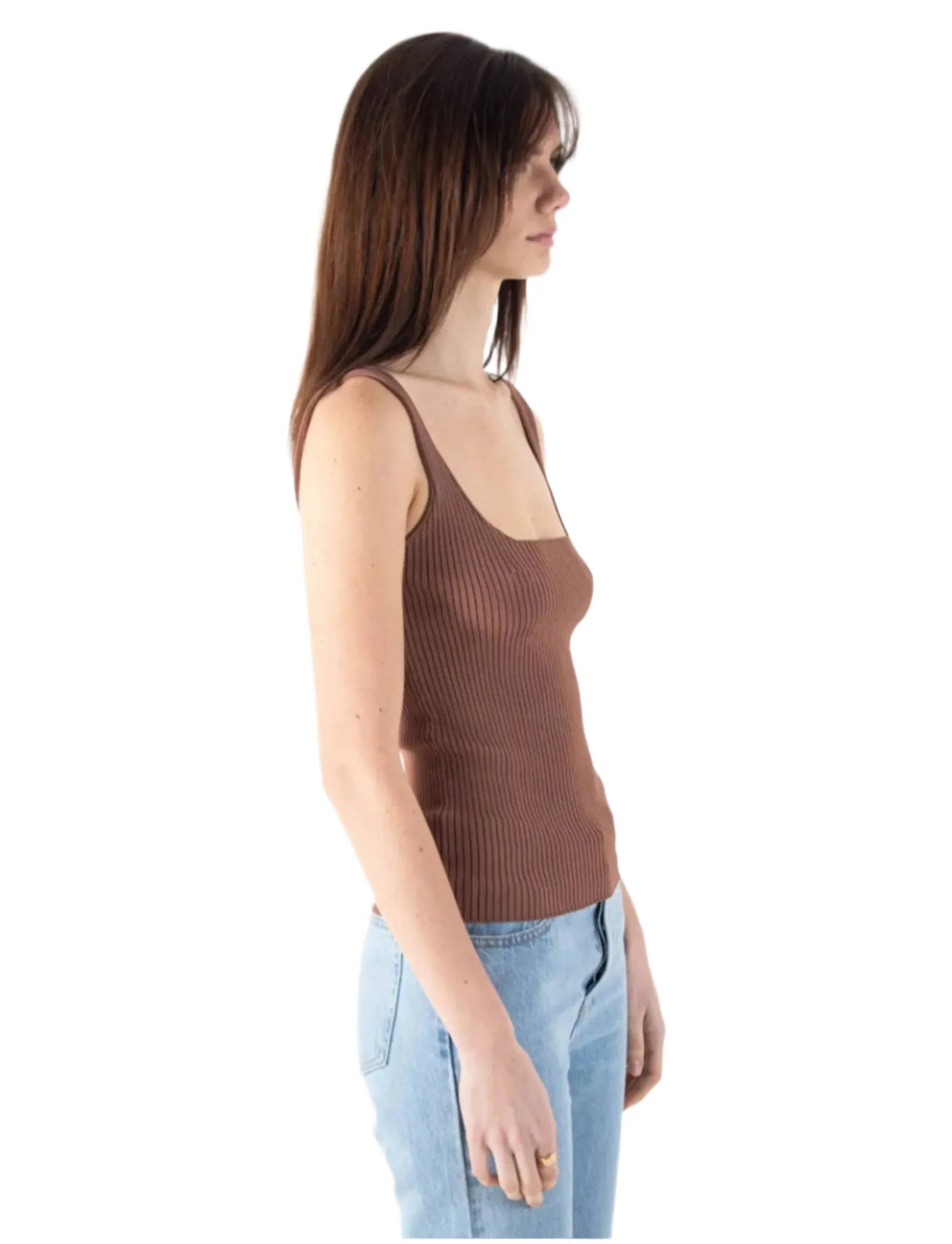 Sweewe Ribbed Tank in Brown