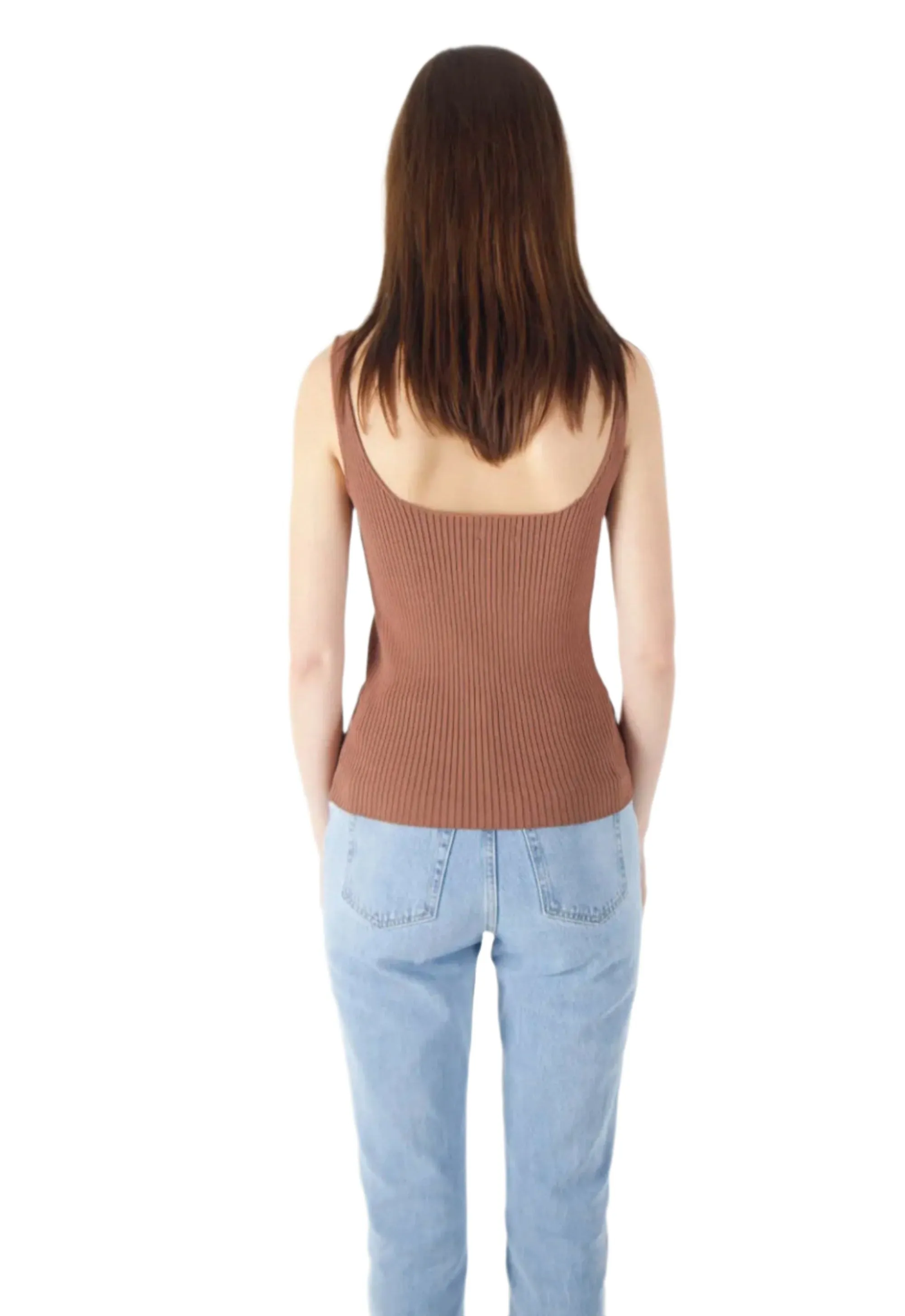 Sweewe Ribbed Tank in Brown