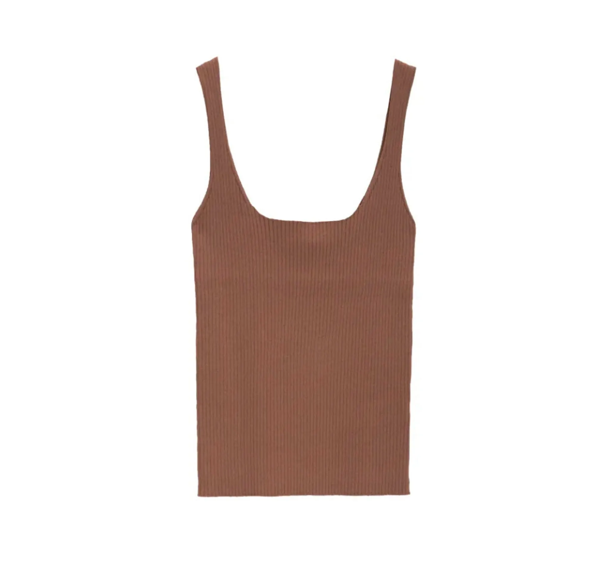 Sweewe Ribbed Tank in Brown