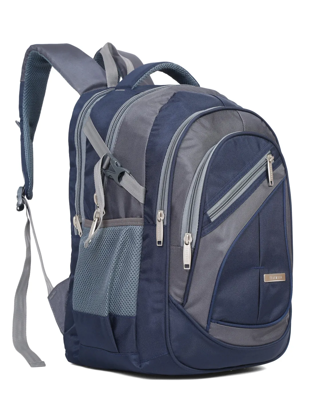 Teakwood Leather Unisex Solid Navy Blue 34L Medium Backpack