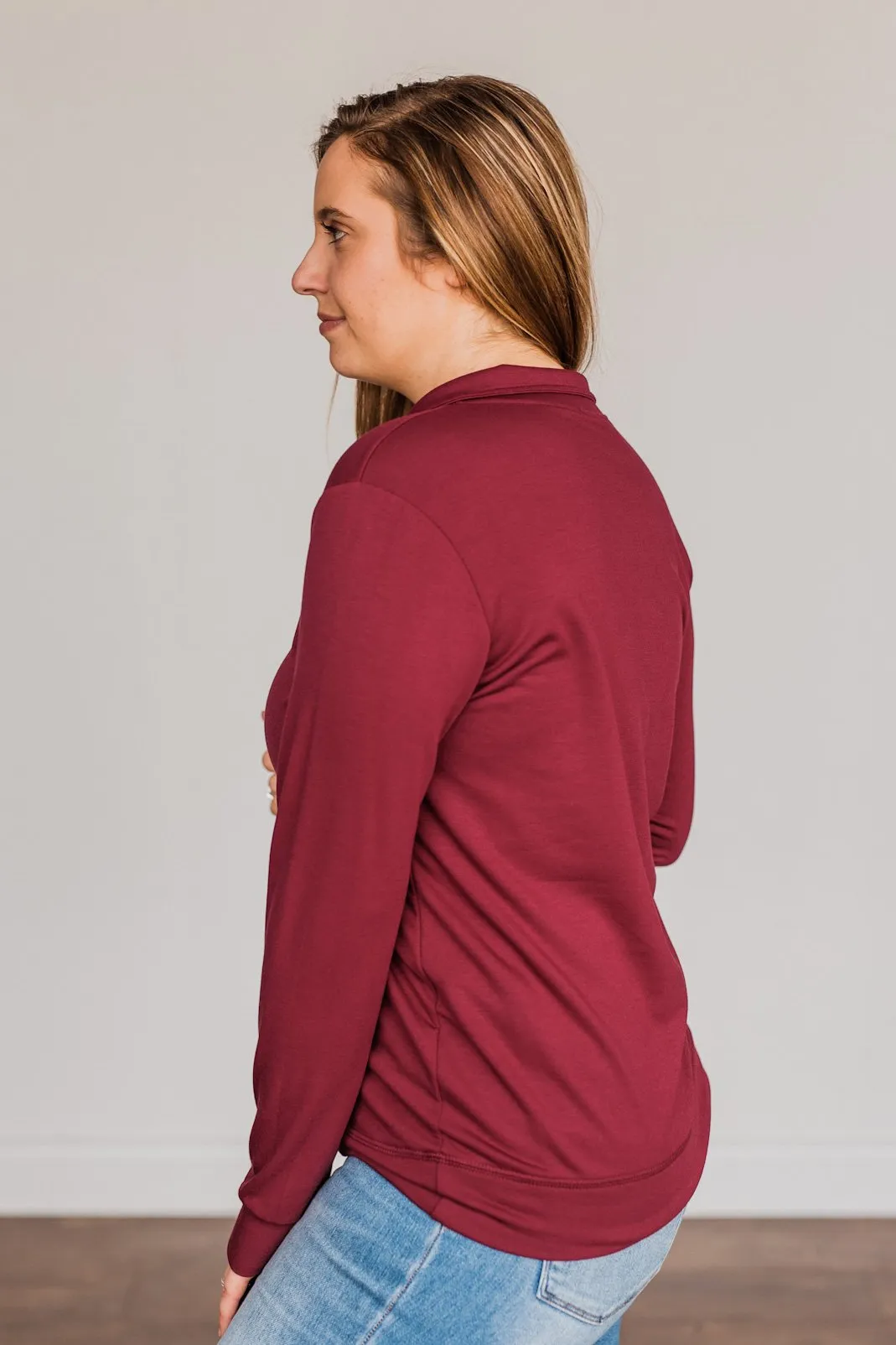 The Coming Season 1/4 Zip Pullover- Burgundy