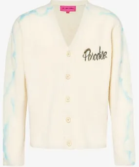 The Elder Statesman Mens Ivory Paradise Airbrush text-print cashmere cardigan