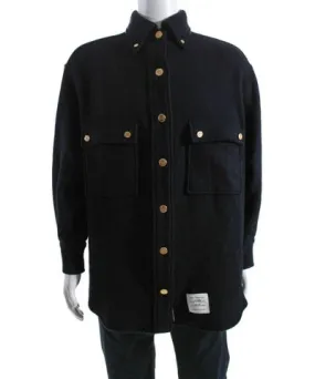 Thom Browne Mens Long Sleeves Crew Neck Button Down Shirt