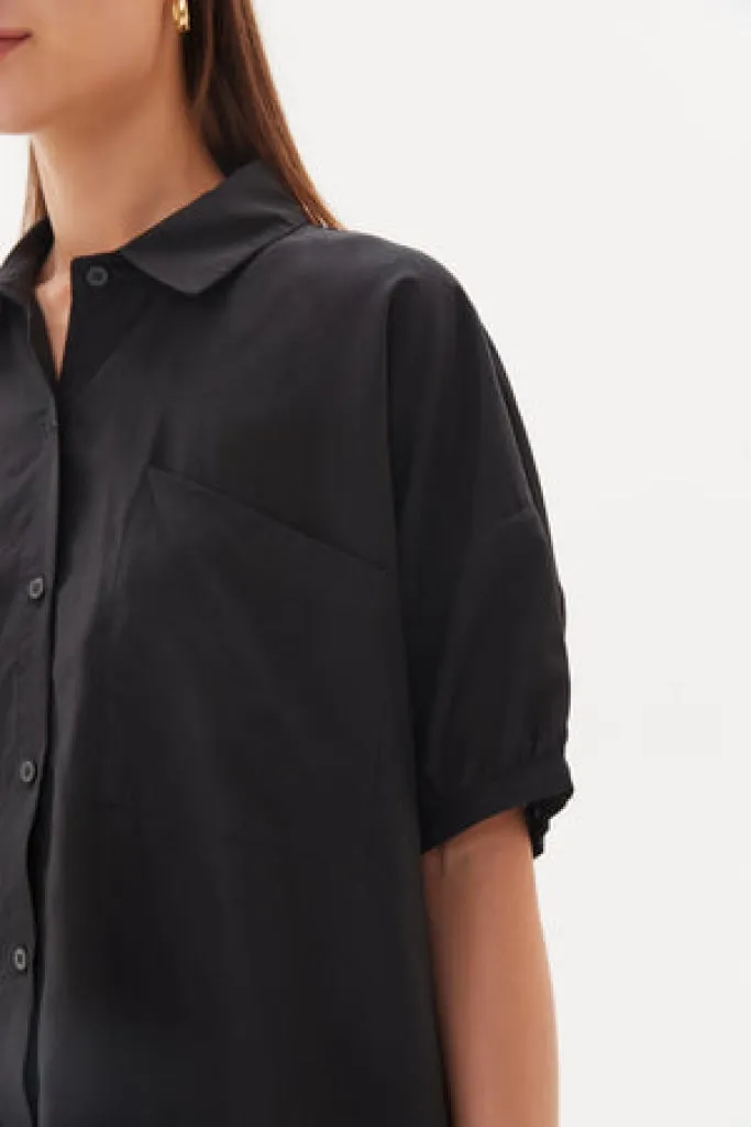 Tirelli - Gathered Cuff Shirt - Black