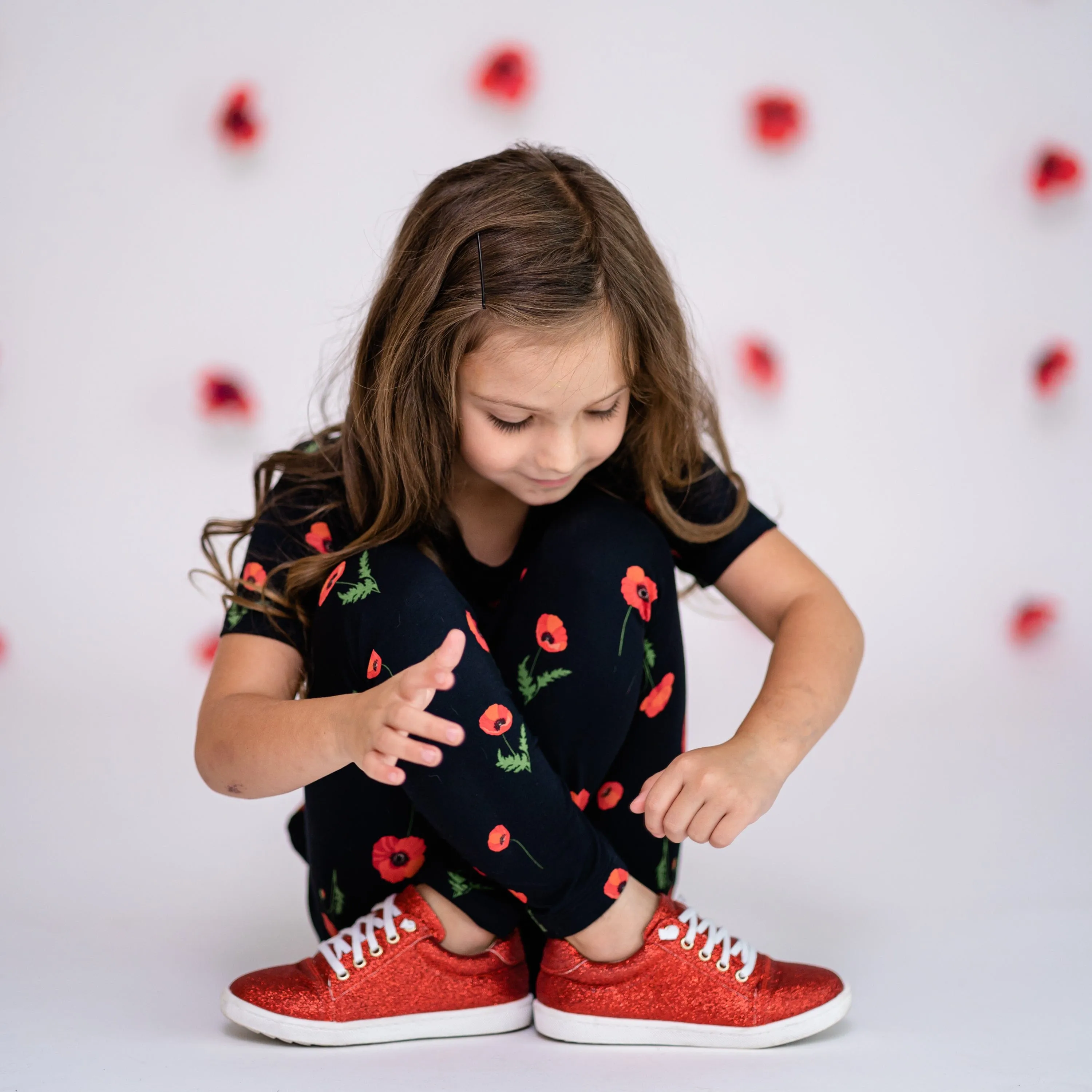 Toddler Leggings in Midnight Poppies