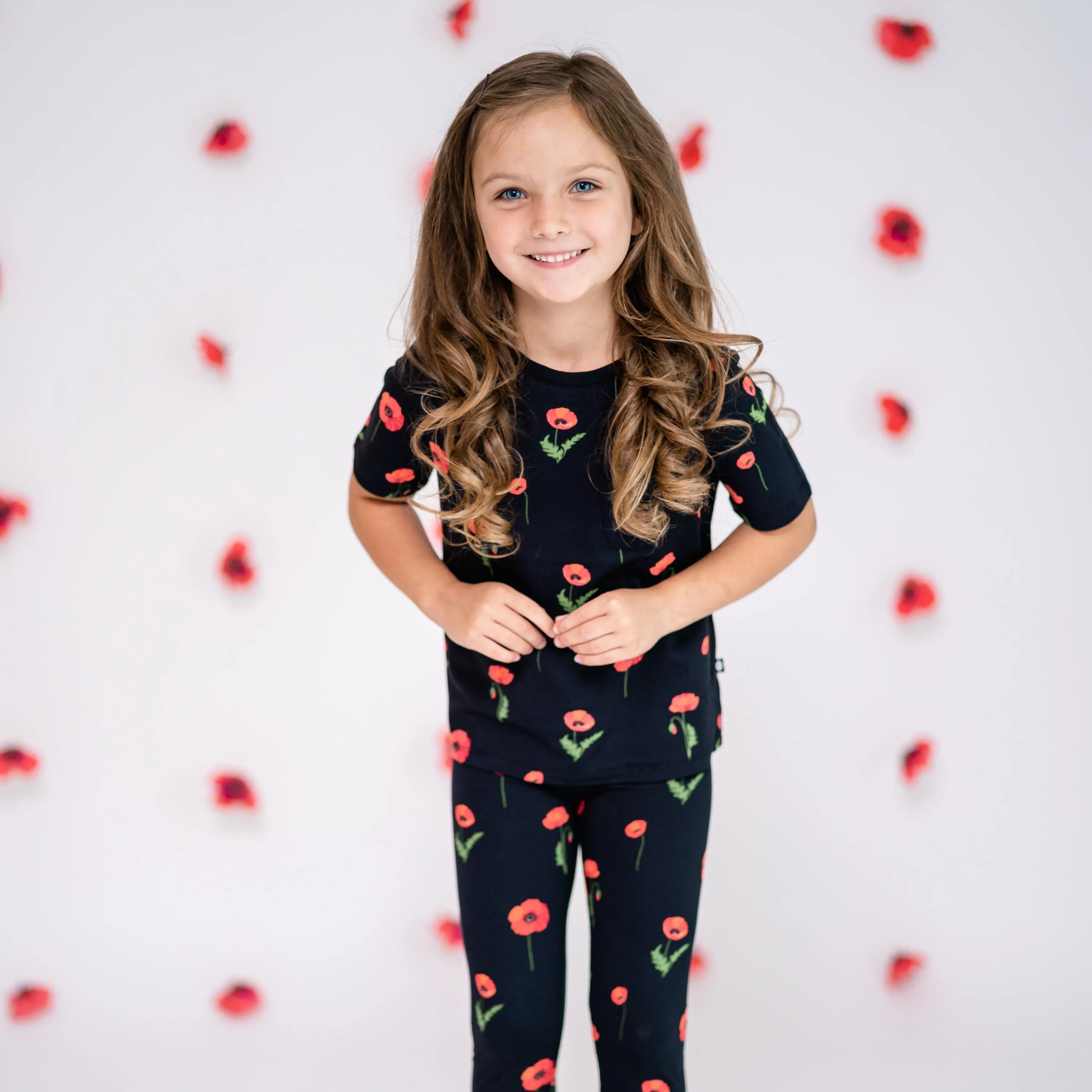 Toddler Leggings in Midnight Poppies