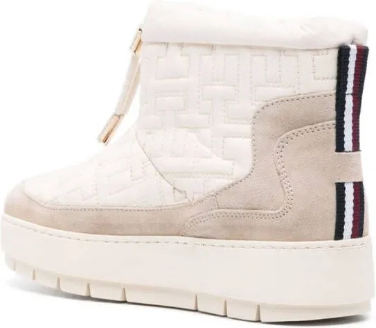 Tommy Hilfiger monogram-jacquard platform snow boots Neutrals