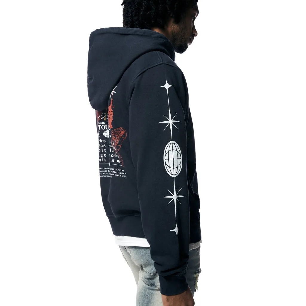 Tour Graphic French Terry Pullover Hoodie - Navy