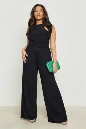 Trousers | Plus Shirred Waist Wide Leg Trousers | boohoo