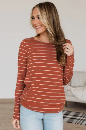 Tune Into This Striped Long Sleeve Top- Copper