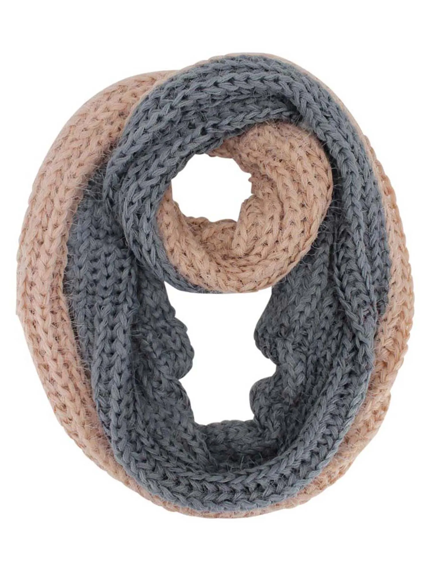 Two-Tone Eyelash Knit Fuzzy Infinity Scarf