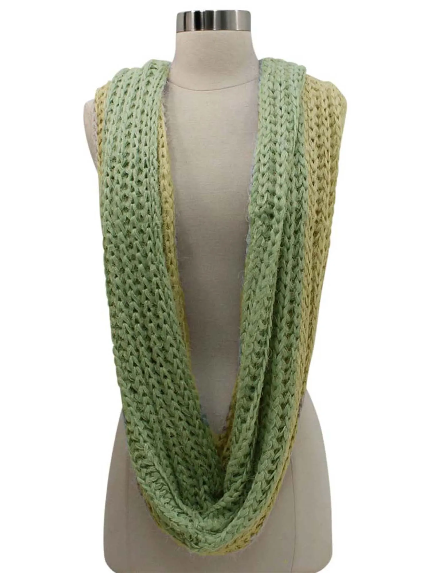 Two-Tone Eyelash Knit Fuzzy Infinity Scarf