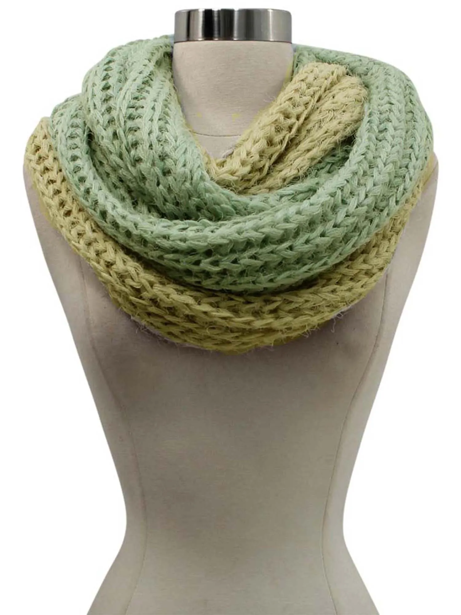 Two-Tone Eyelash Knit Fuzzy Infinity Scarf