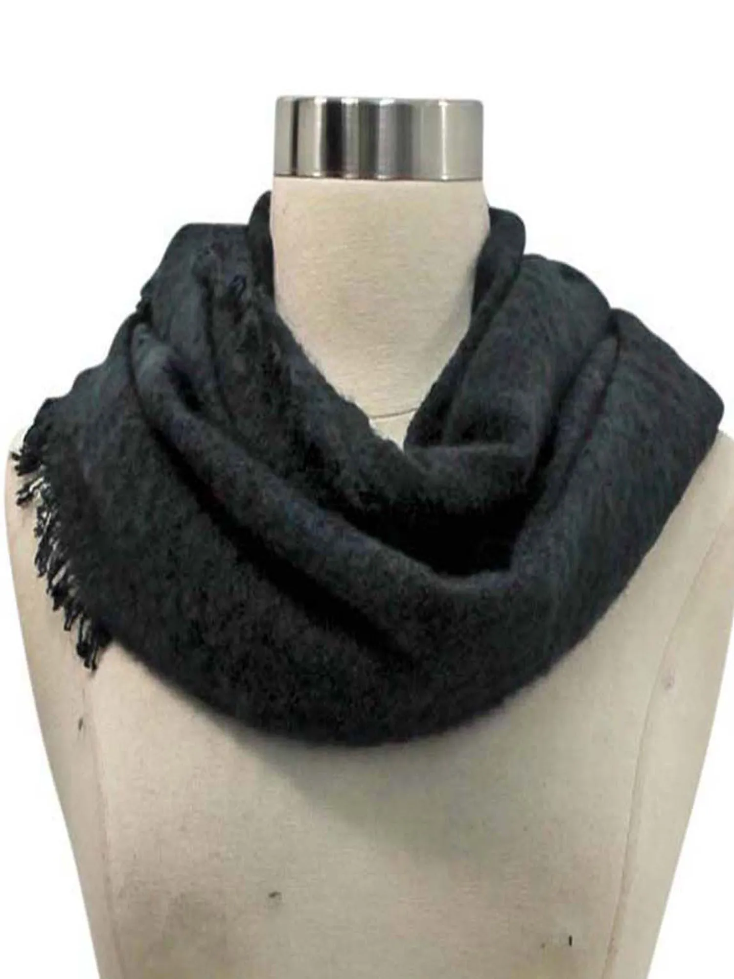 Unisex Winter Infinity Scarf With Frayed Edge