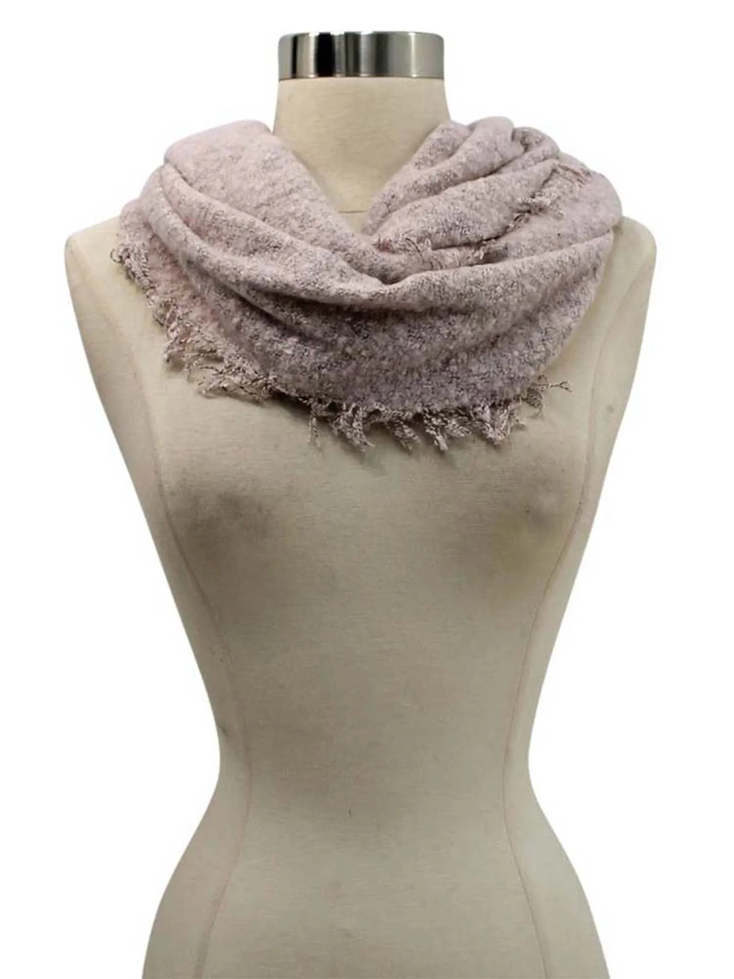 Unisex Winter Infinity Scarf With Frayed Edge