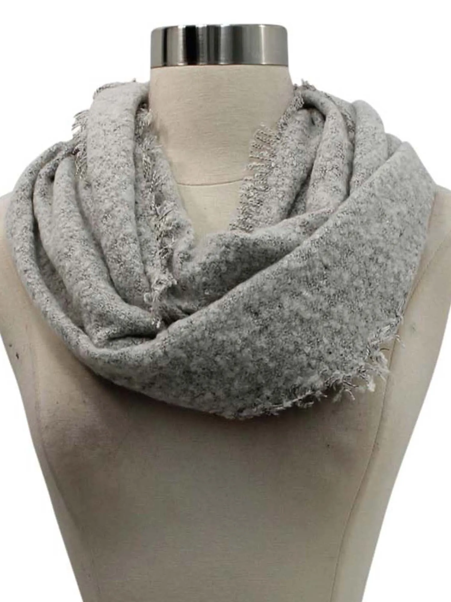 Unisex Winter Infinity Scarf With Frayed Edge