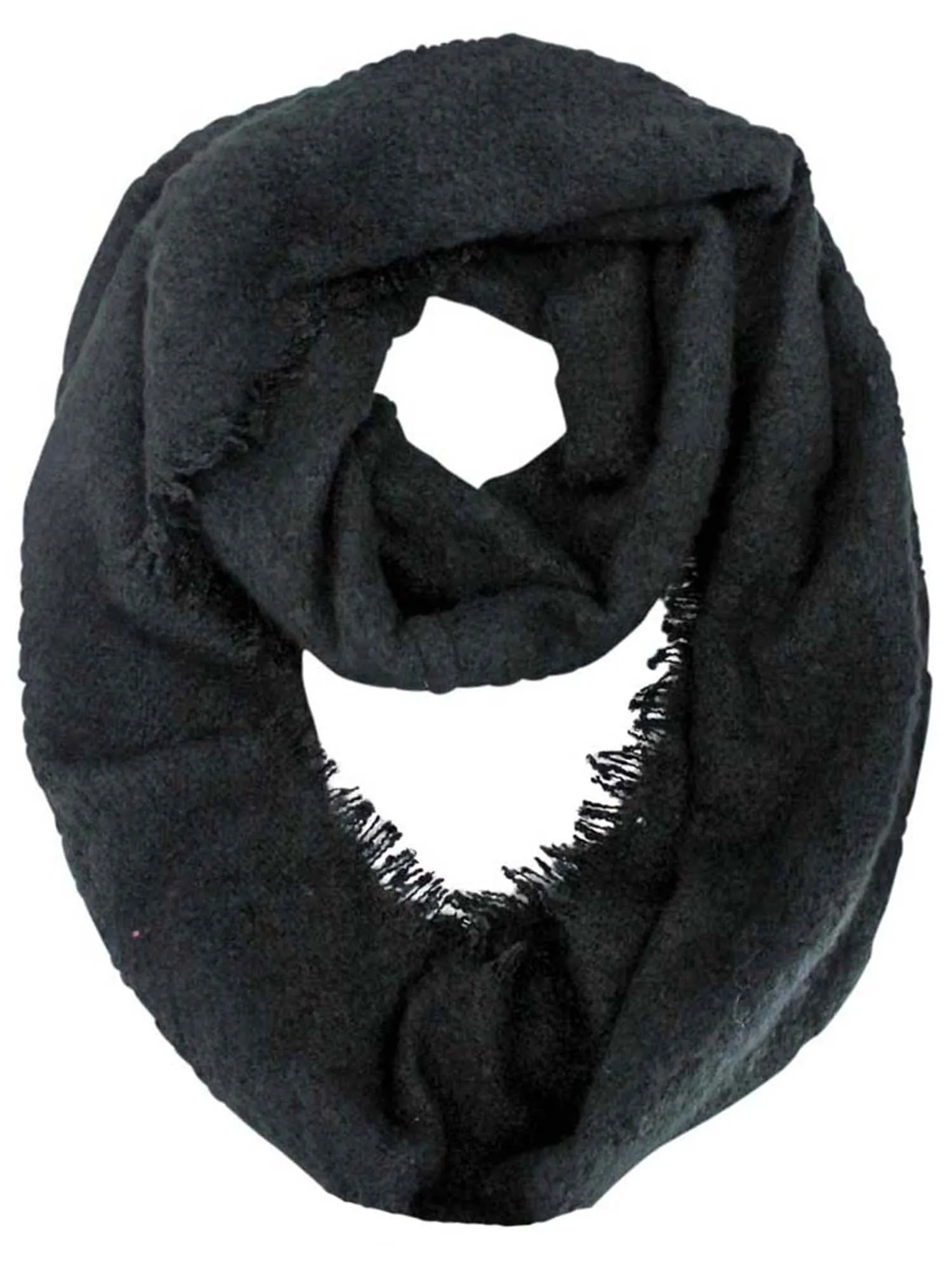 Unisex Winter Infinity Scarf With Frayed Edge