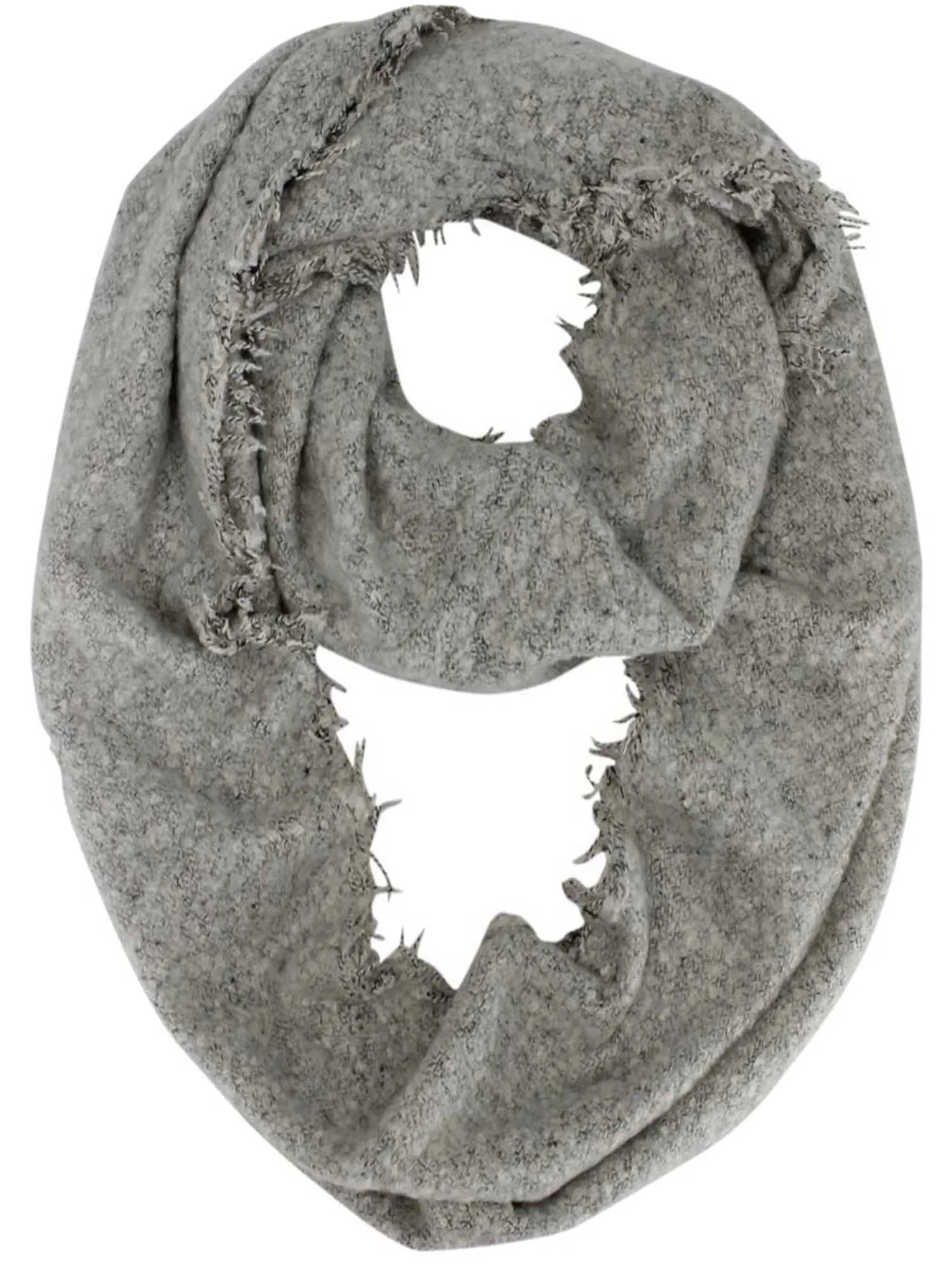 Unisex Winter Infinity Scarf With Frayed Edge