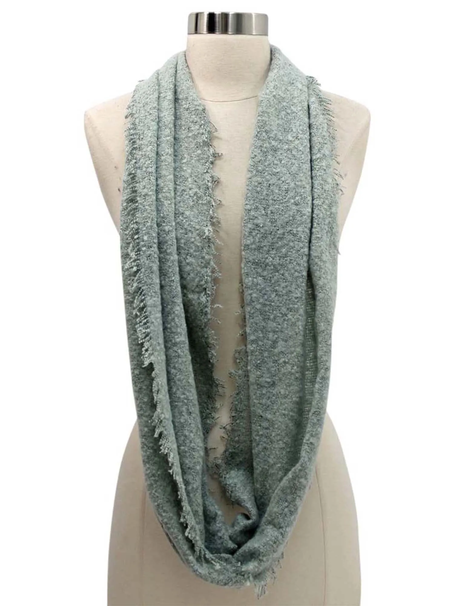 Unisex Winter Infinity Scarf With Frayed Edge