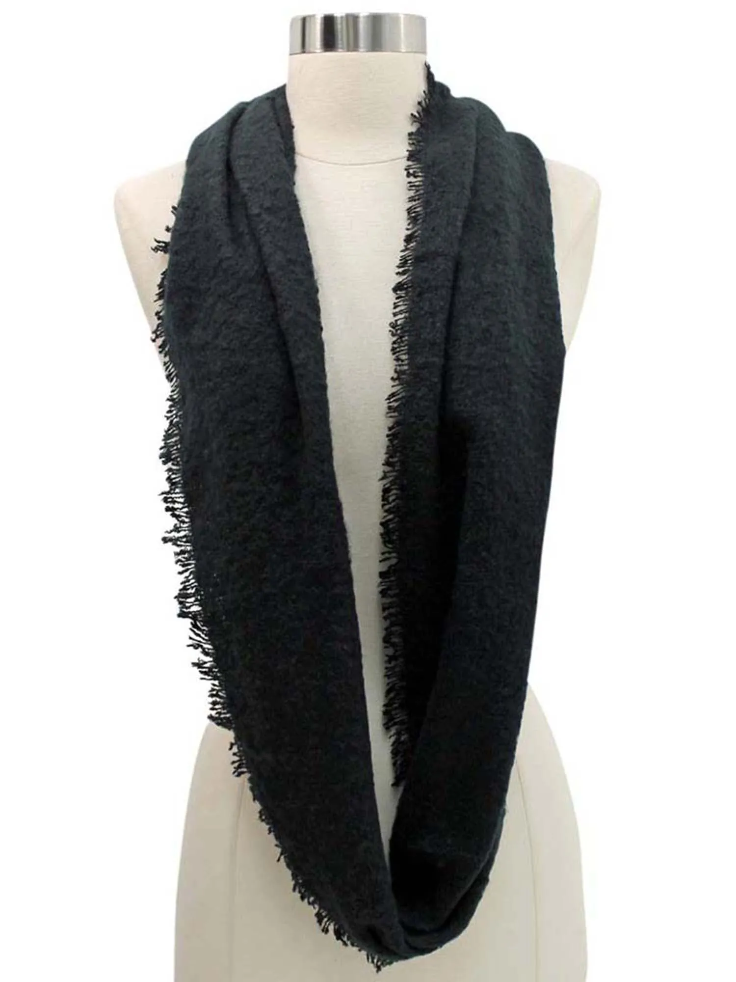 Unisex Winter Infinity Scarf With Frayed Edge