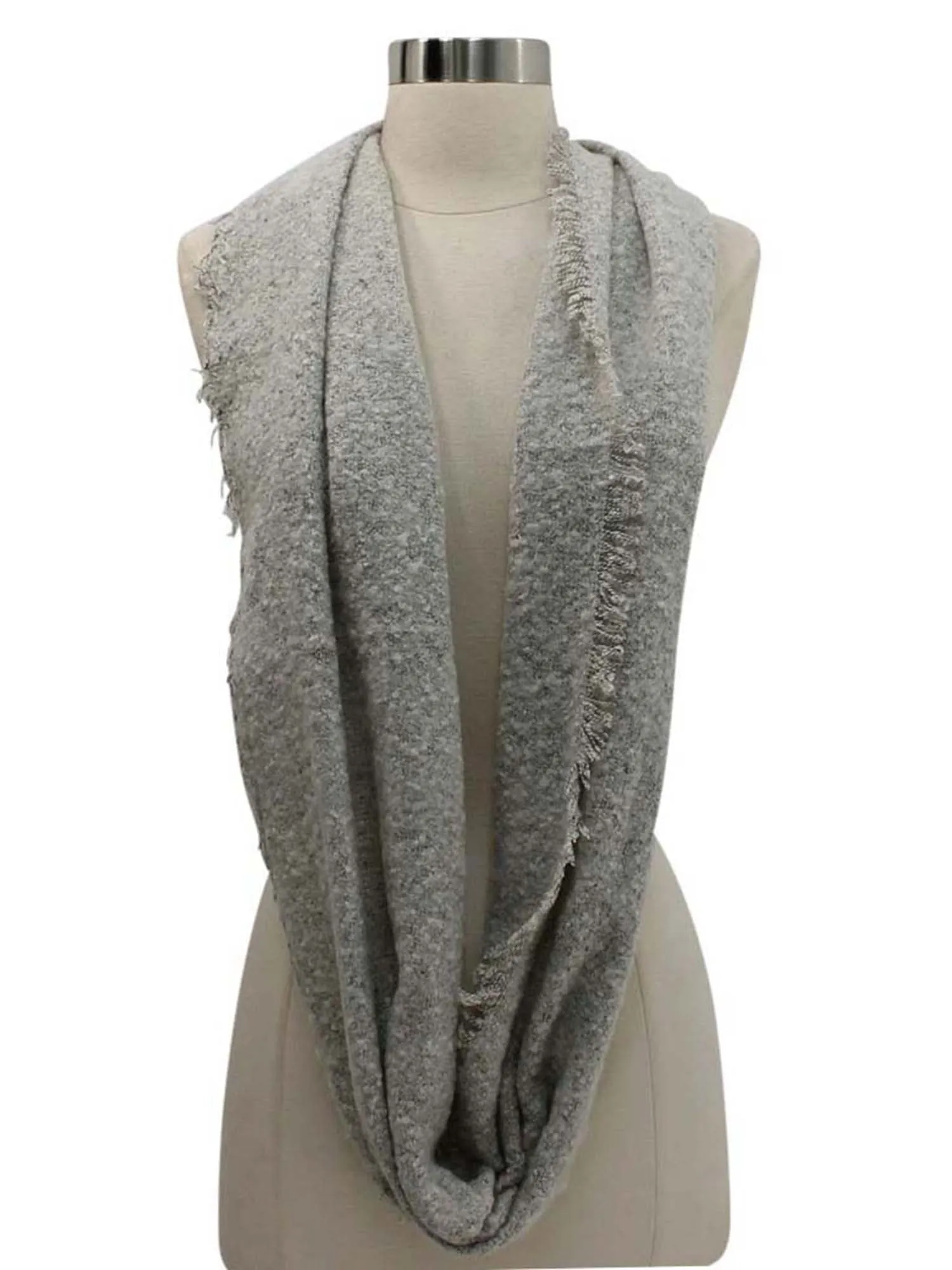 Unisex Winter Infinity Scarf With Frayed Edge