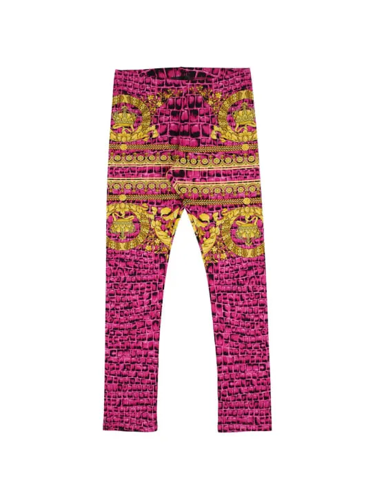 Versace   Barocco print cotton jersey leggings 