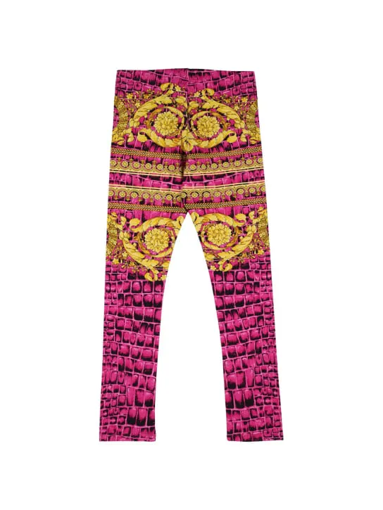 Versace   Barocco print cotton jersey leggings 