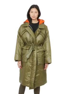 VERSACE  Long hooded down jacket  - Green