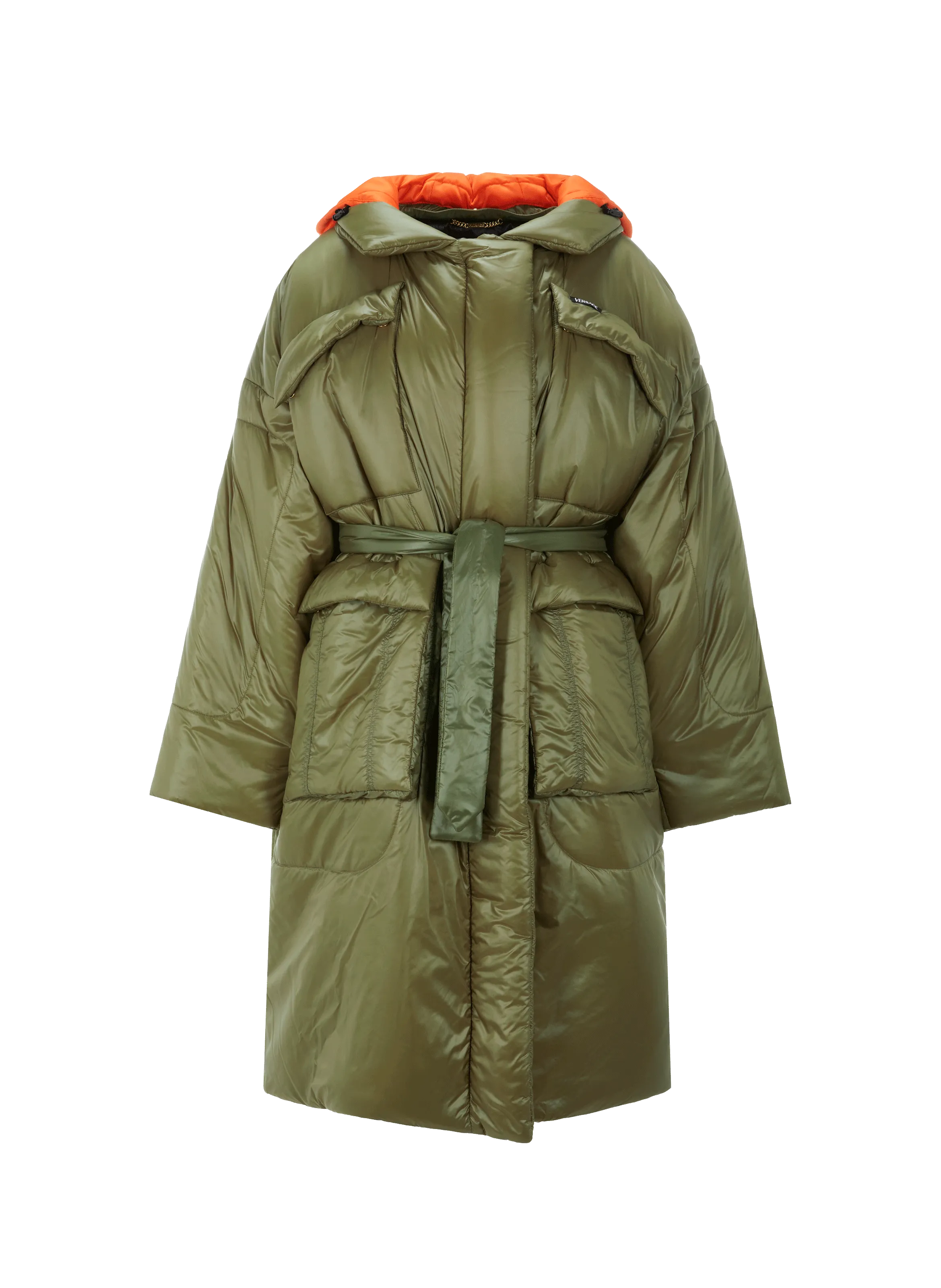 VERSACE  Long hooded down jacket  - Green