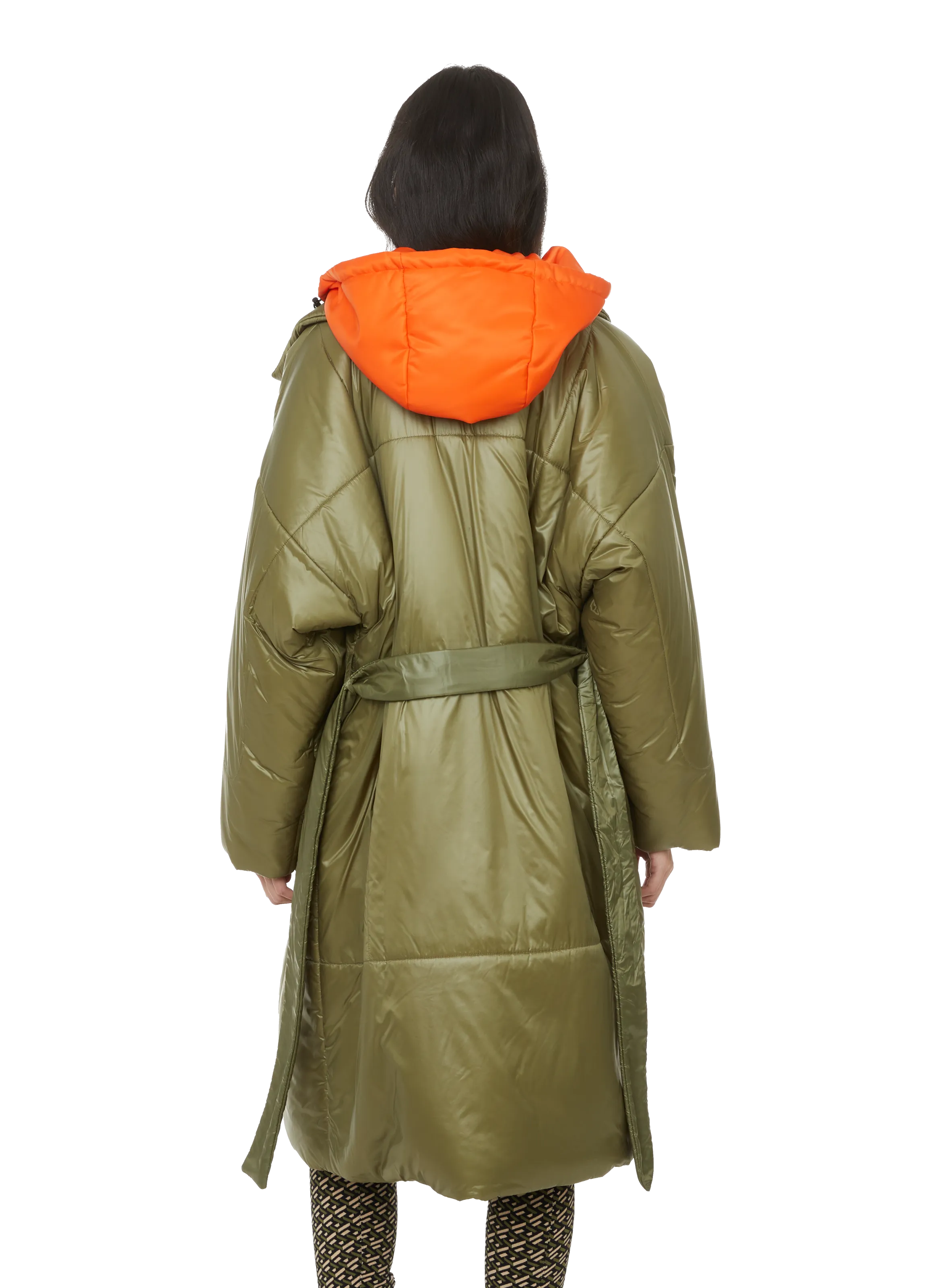 VERSACE  Long hooded down jacket  - Green