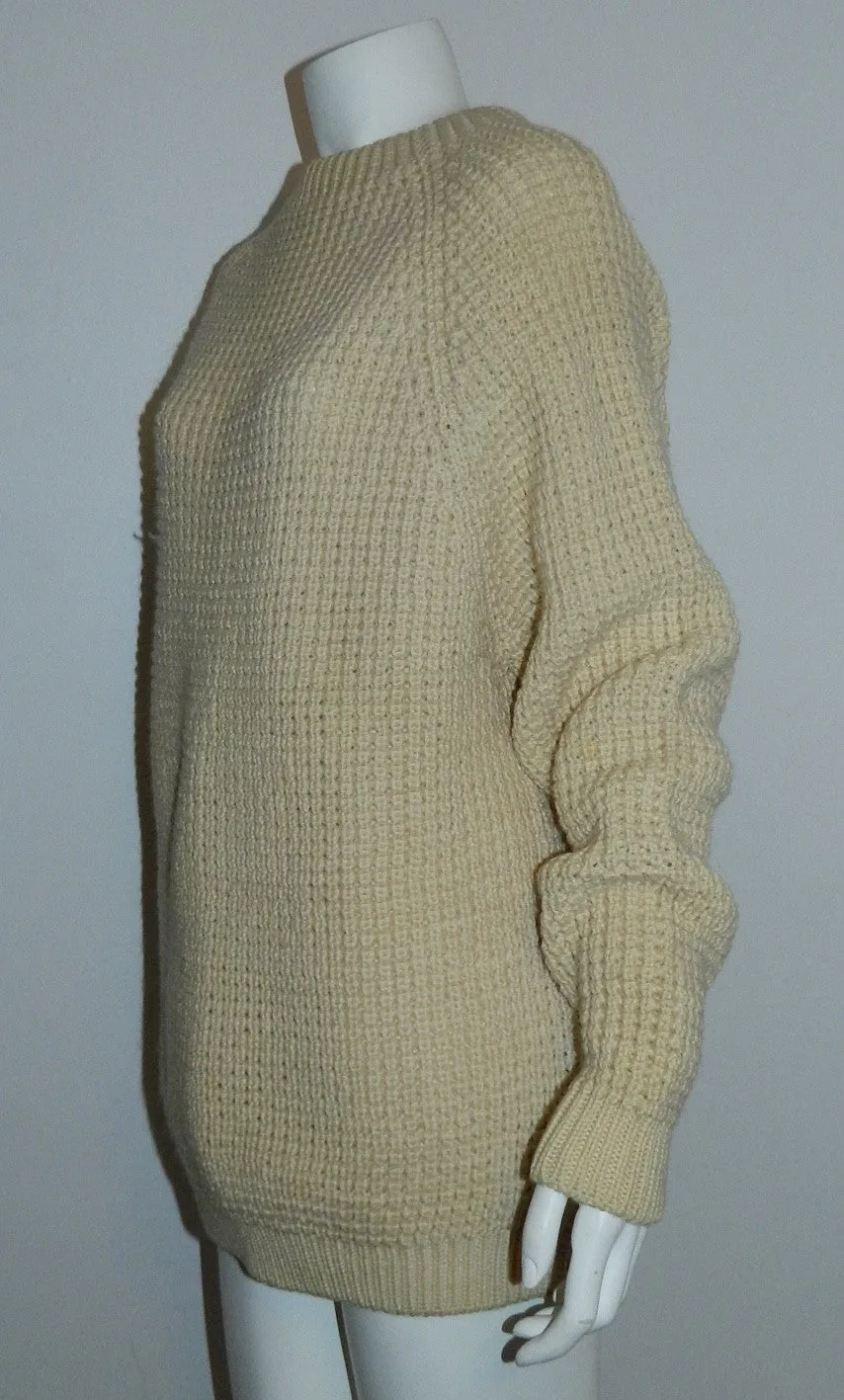 vintage FISHERMANS sweater 1970s Axello Denmark cream wool 52 / US M - L