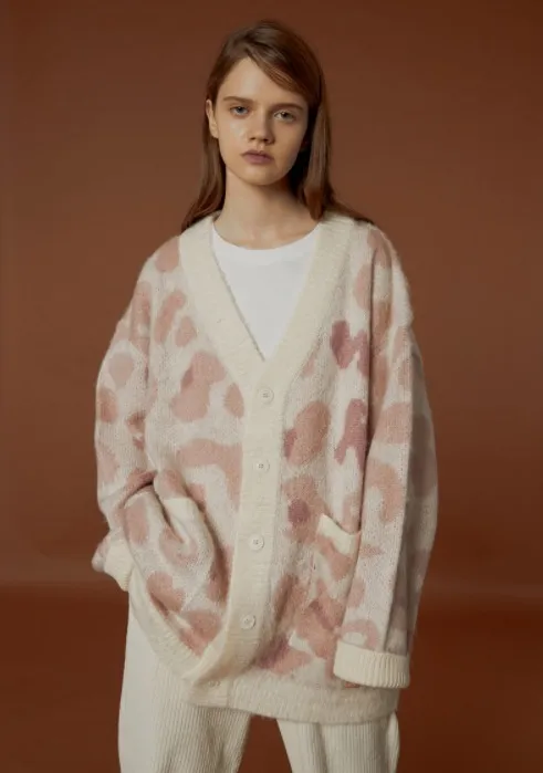 Wai Kei  |Leopard Patterns Unisex Long Sleeves Oversized Cardigans