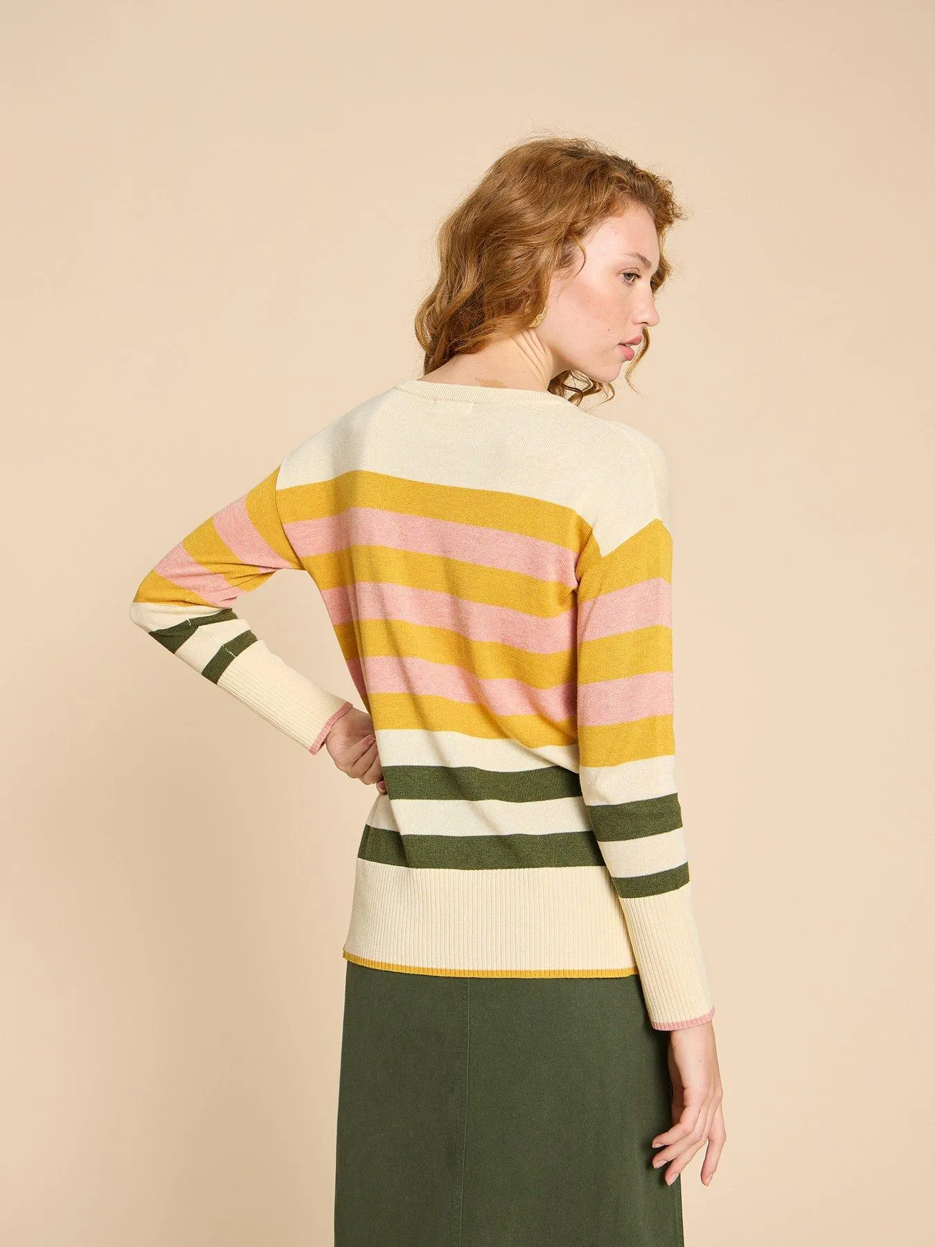 White Stuff Oliver Stripe Jumper - Beige