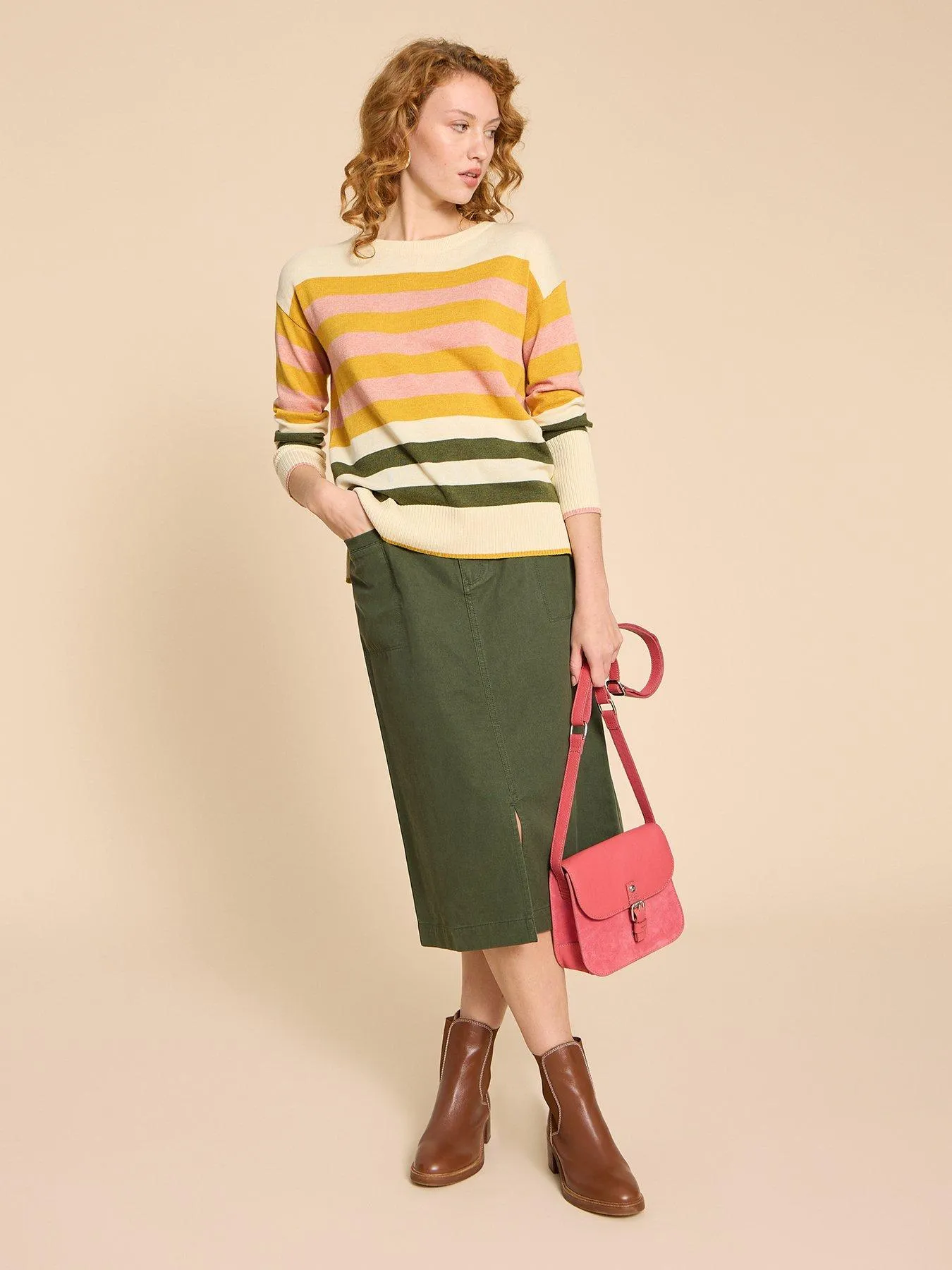 White Stuff Oliver Stripe Jumper - Beige