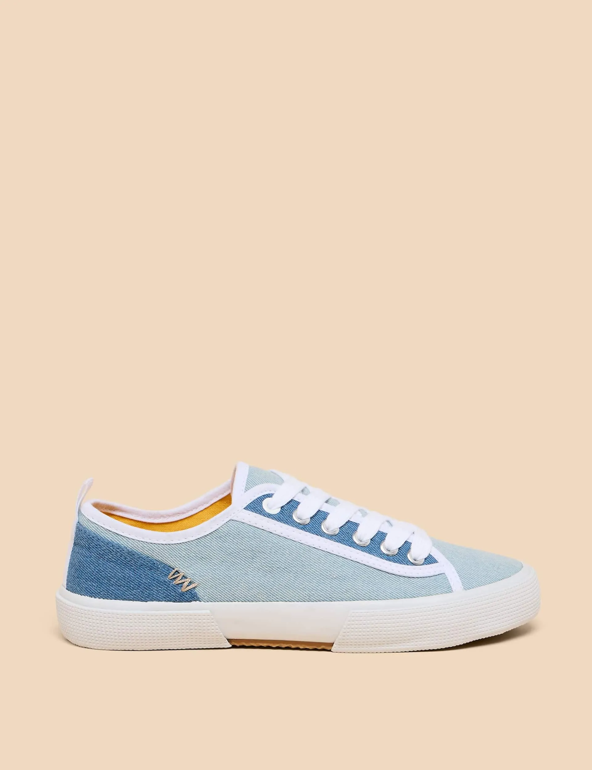 White Stuff Women's Canvas Lace Up Trainers - 6 - Blue, Natural,White,Blue