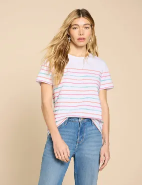 White Stuff Women's Cotton Rich Striped T-Shirt - 16 - White Mix, White Mix