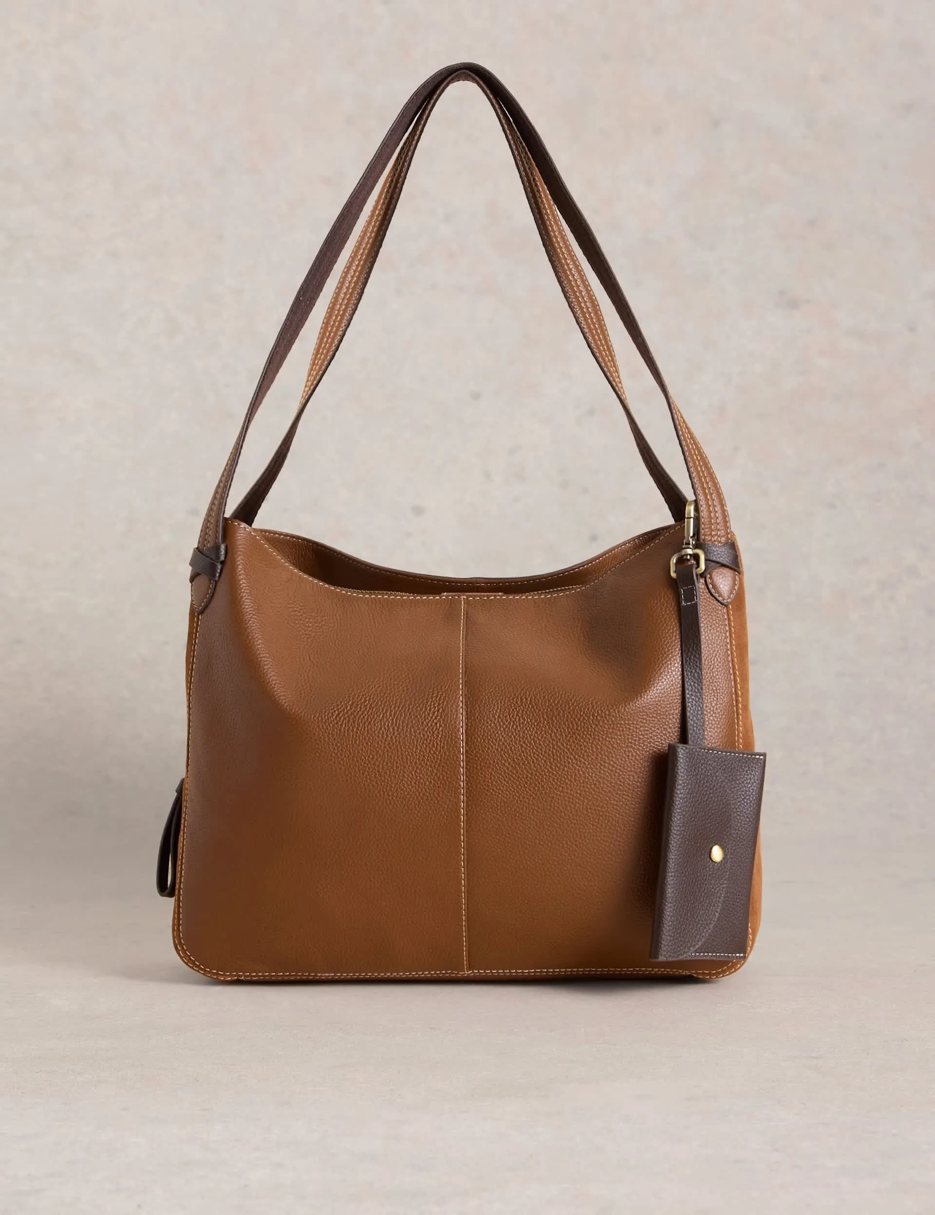 White Stuff Women's Leather Tote Bag - Tan, Tan,Navy