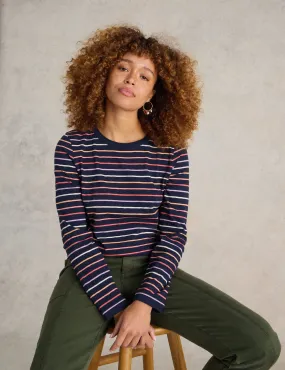 White Stuff Women's Pure Cotton Striped Top - 14 - Navy Mix, Navy Mix