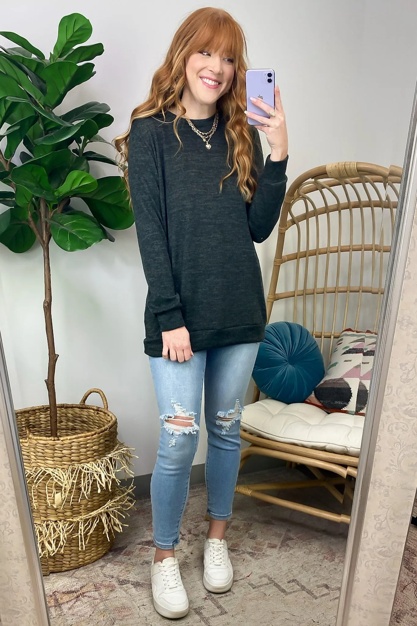 Whittnie Two Tone Knit Long Sleeve Top - FINAL SALE