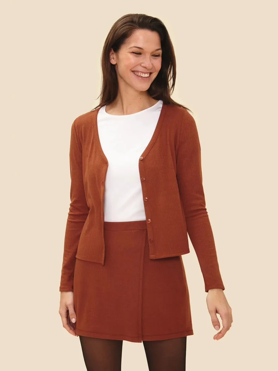 Winona Caramel Mocha Buttoned Top