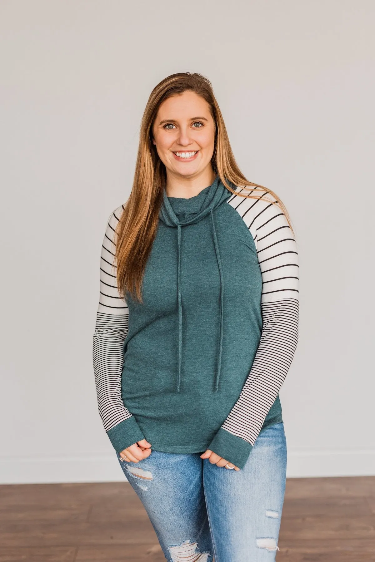 Winter Is Magic Cowl Neck Top- Teal