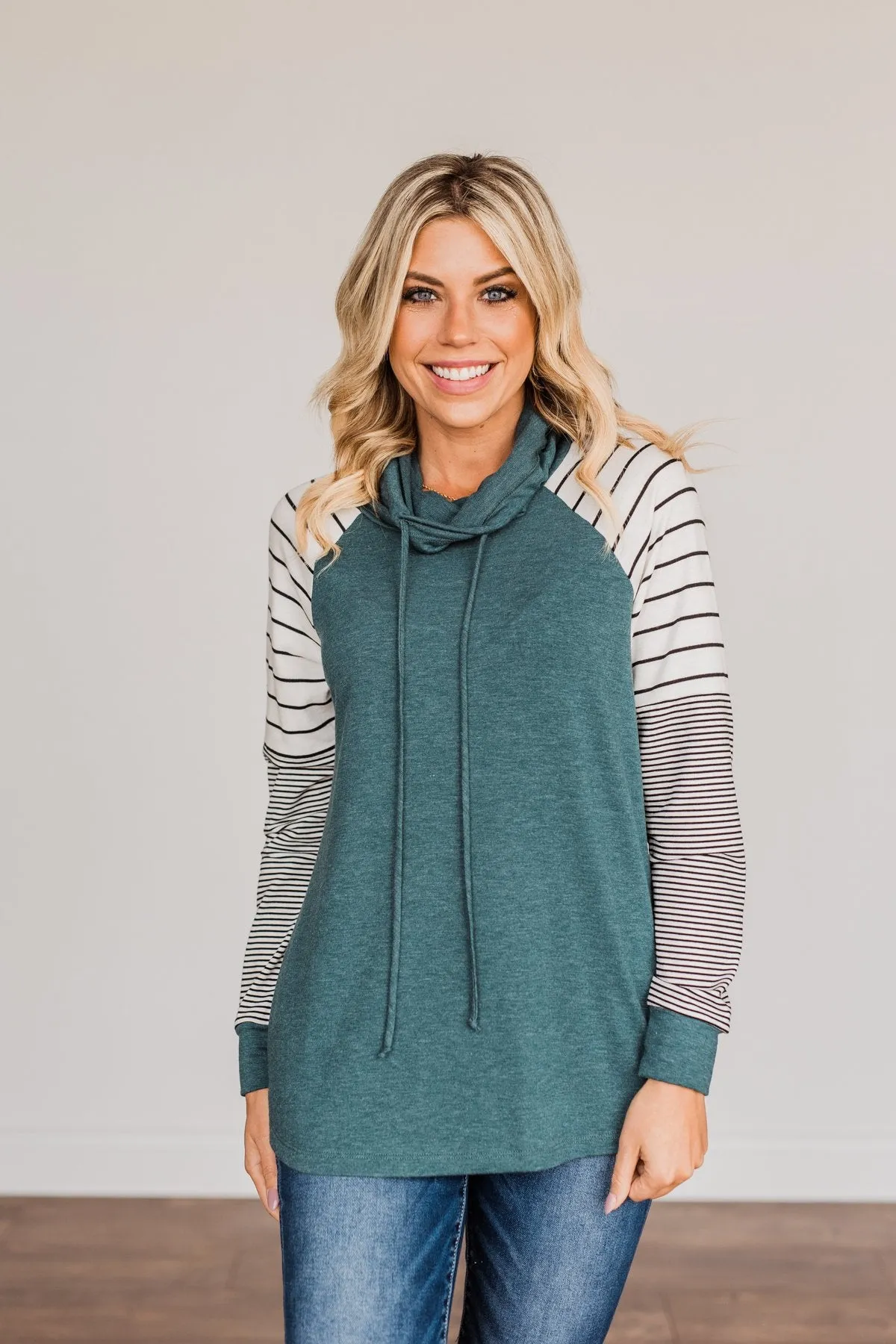 Winter Is Magic Cowl Neck Top- Teal