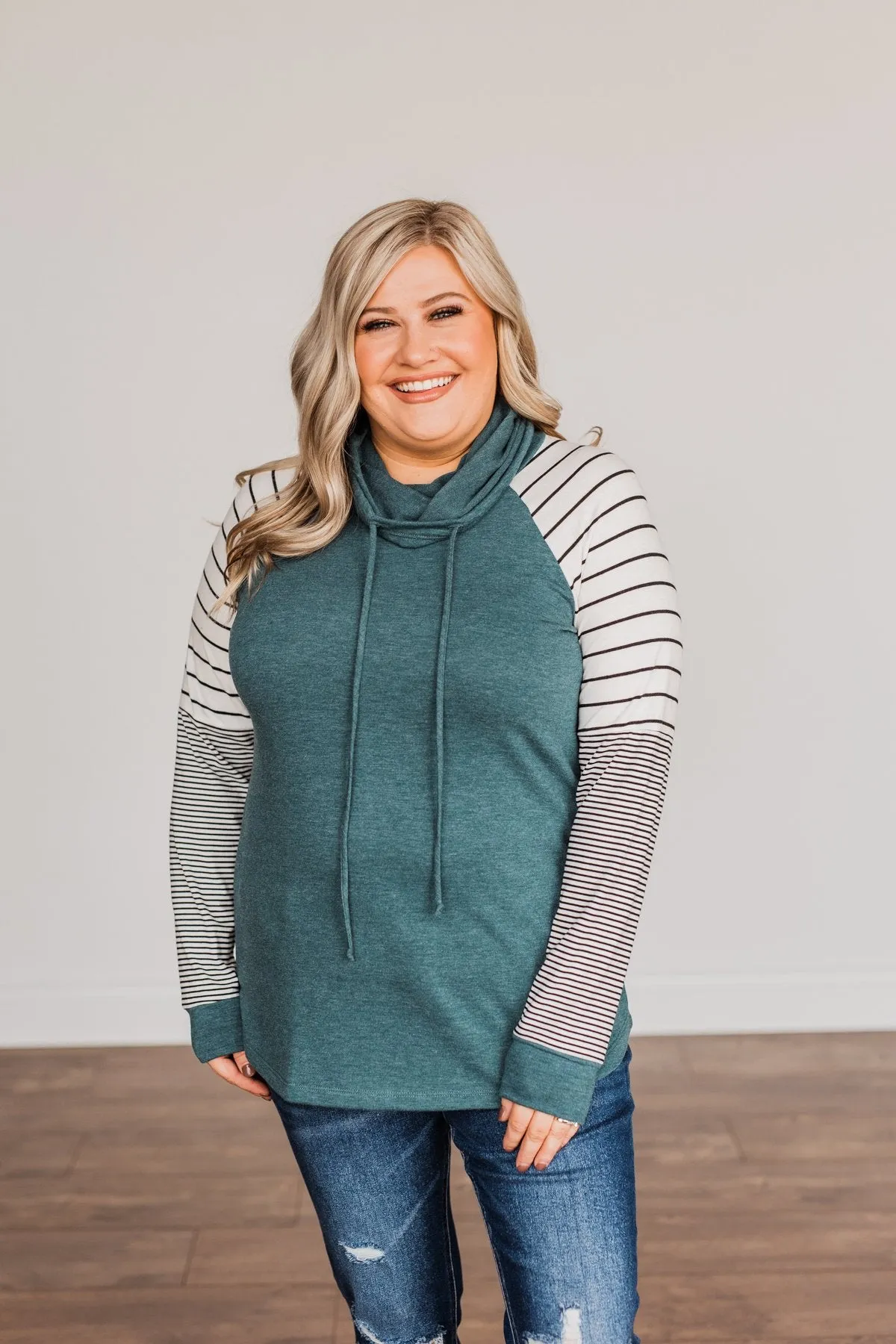 Winter Is Magic Cowl Neck Top- Teal