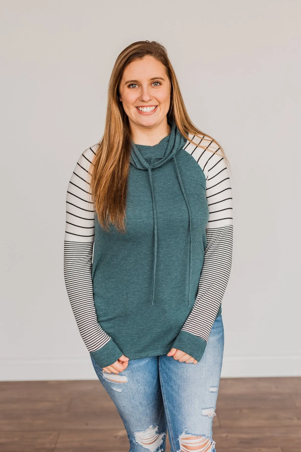 Winter Is Magic Cowl Neck Top- Teal