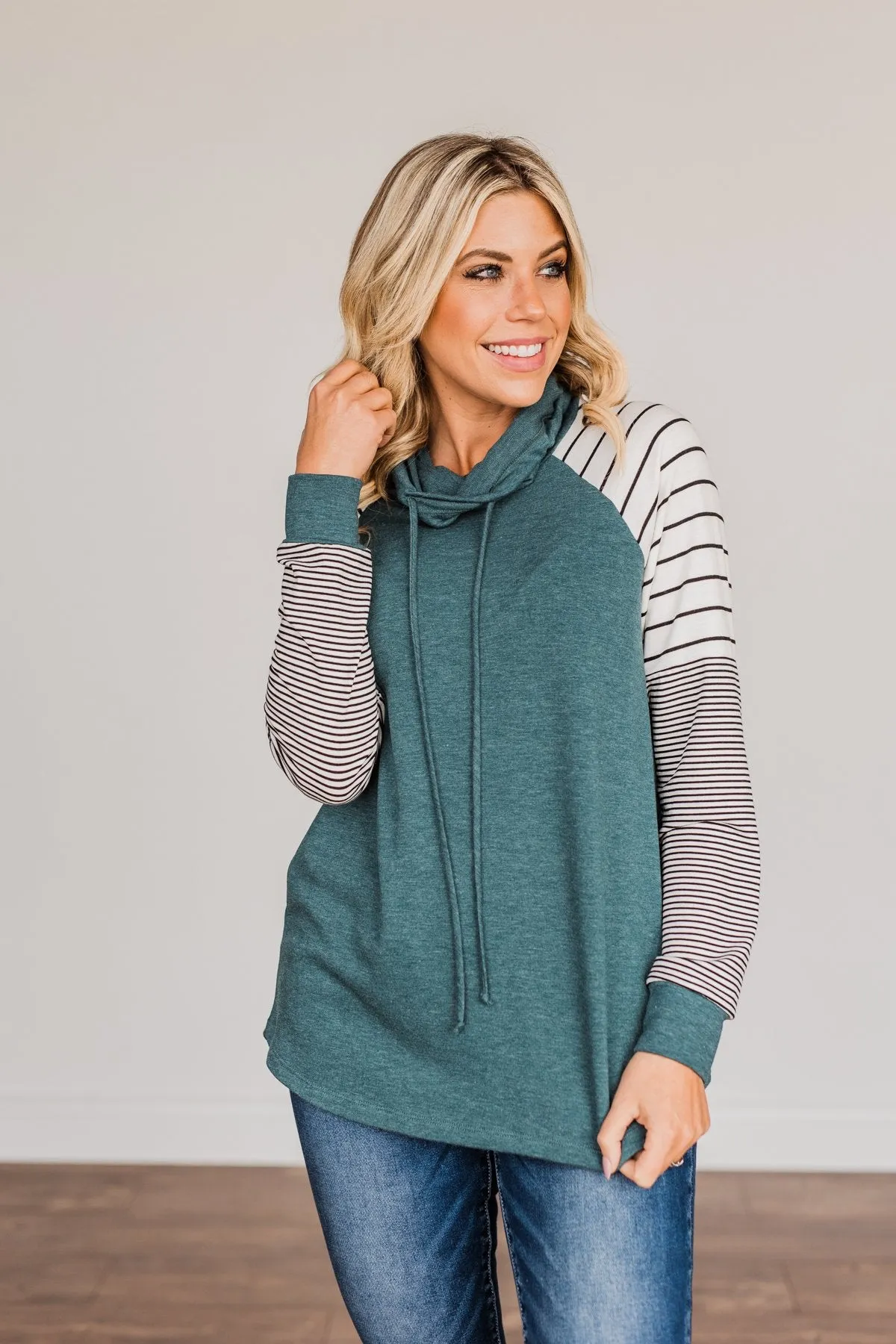 Winter Is Magic Cowl Neck Top- Teal