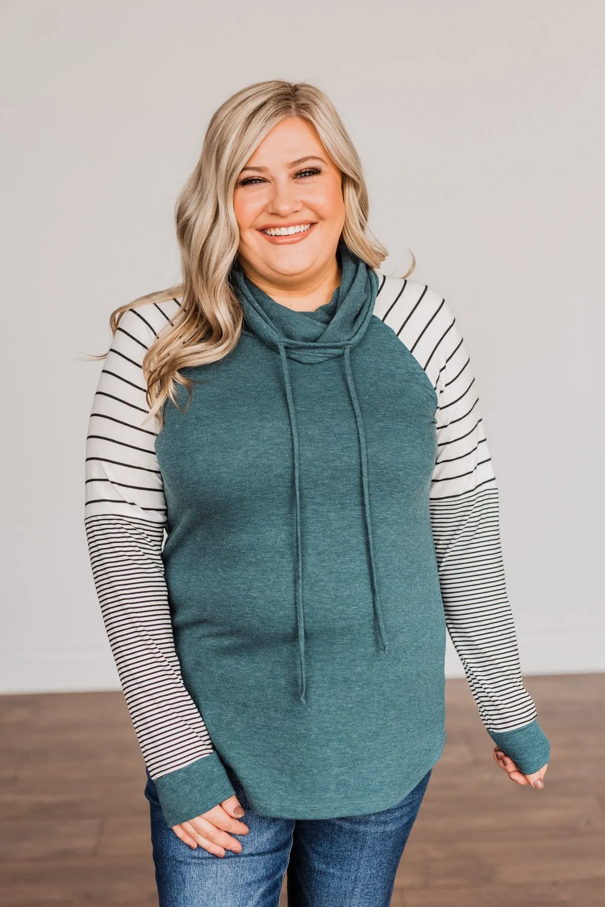 Winter Is Magic Cowl Neck Top- Teal