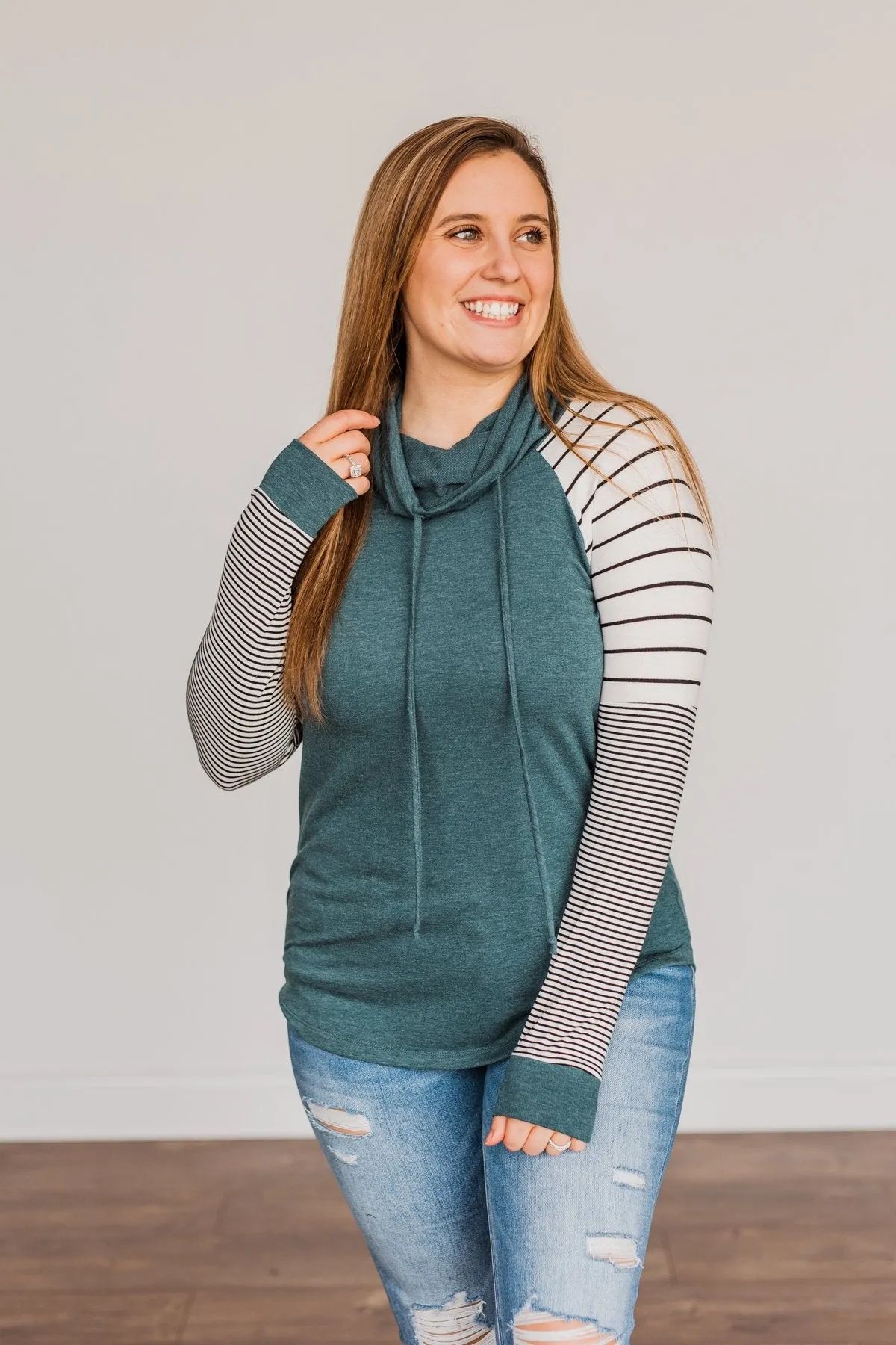 Winter Is Magic Cowl Neck Top- Teal